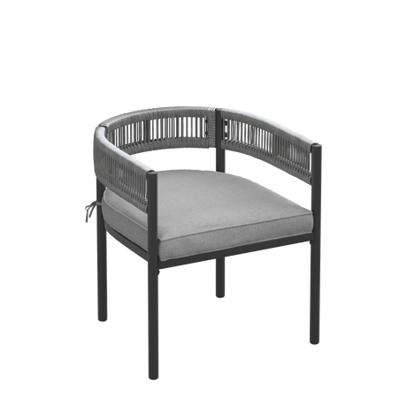 VICLLAX 7-Piece Weather-Resistant Outside Dining Furniture - 63" Rectangular Slat-Top Table with 6 Aria Low-back Outdoor Dining Armchair