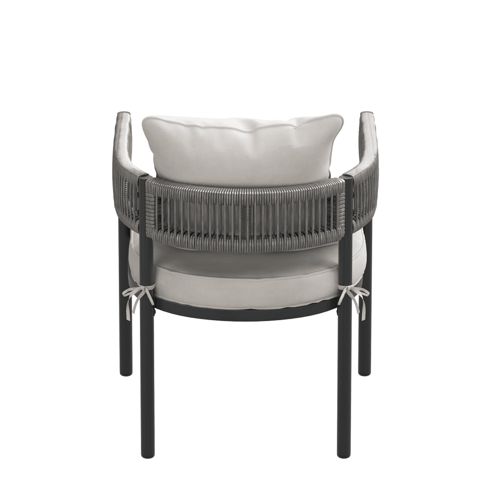 VICLLAX 7-Piece Weather-Resistant Outside Dining Furniture - 63" Rectangular Slat-Top Table with 6 Aria Low-back Outdoor Dining Armchair