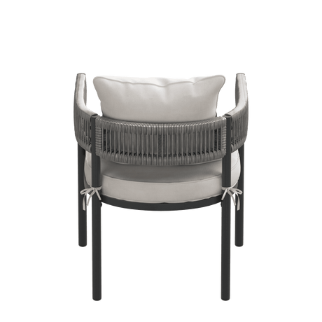 VICLLAX 7-Piece Weather-Resistant Outside Dining Furniture - 63" Rectangular Slat-Top Table with 6 Aria Low-back Outdoor Dining Armchair