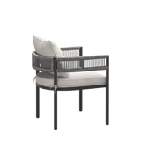 VICLLAX 7-Piece Weather-Resistant Outside Dining Furniture - 63" Rectangular Slat-Top Table with 6 Aria Low-back Outdoor Dining Armchair