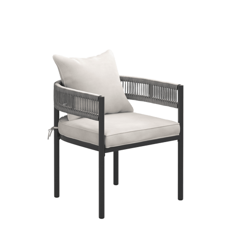 VICLLAX 7-Piece Weather-Resistant Outside Dining Furniture - 63" Rectangular Slat-Top Table with 6 Aria Low-back Outdoor Dining Armchair