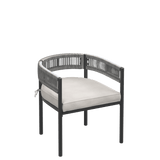 VICLLAX 7-Piece Weather-Resistant Outside Dining Furniture - 63" Rectangular Slat-Top Table with 6 Aria Low-back Outdoor Dining Armchair