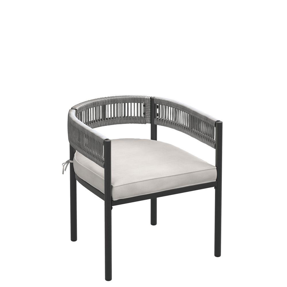 VICLLAX 7-Piece Weather-Resistant Outside Dining Furniture - 63" Rectangular Slat-Top Table with 6 Aria Low-back Outdoor Dining Armchair