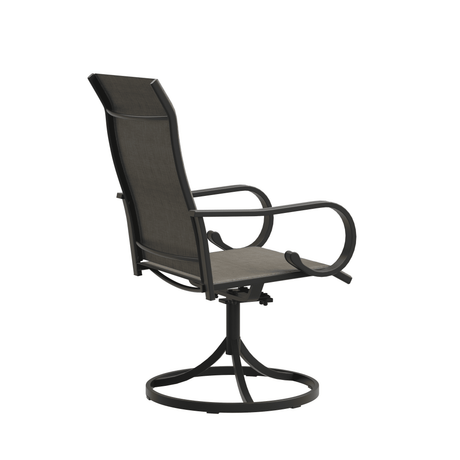 VICLLAX 5-Piece Modern Patio Dining Set, Square Table with Umbrella Hole and High-back Swivel Rocking Sling Chairs