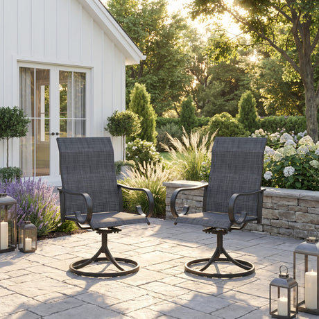 Vicllax Modern Swivel Outdoor Dining Chair set of 2 - High-Back Weather-Resistant Patio Seating