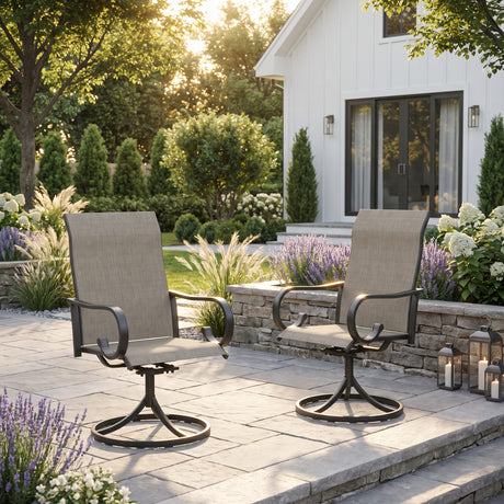 Vicllax Modern Swivel Outdoor Dining Chair set of 2 - High-Back Weather-Resistant Patio Seating