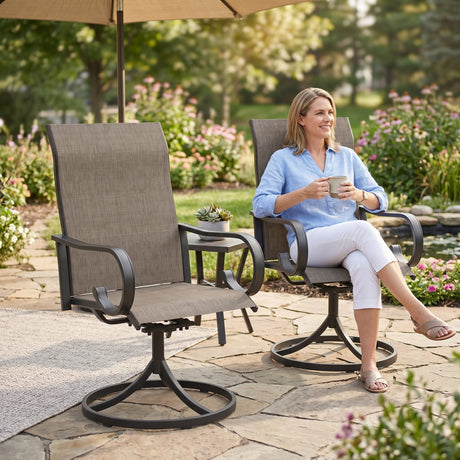 Vicllax Modern Swivel Outdoor Dining Chair set of 2 - High-Back Weather-Resistant Patio Seating