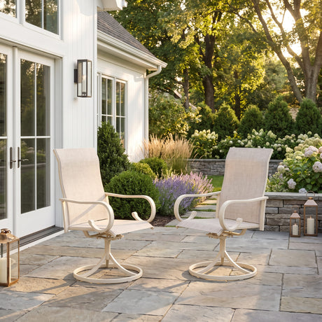 Vicllax Modern Swivel Outdoor Dining Chair set of 2 - High-Back Weather-Resistant Patio Seating