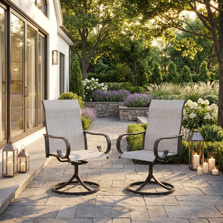 Vicllax Modern Swivel Outdoor Dining Chair set of 2 - High-Back Weather-Resistant Patio Seating