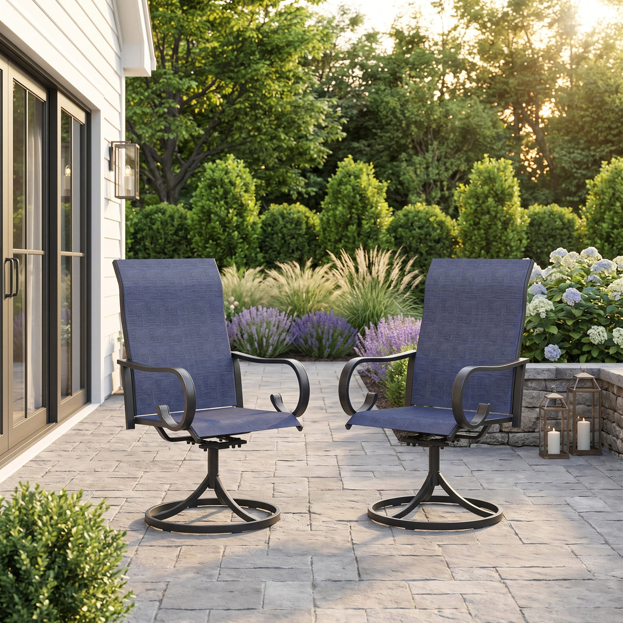 Vicllax Modern Swivel Outdoor Dining Chair set of 2 - High-Back Weather-Resistant Patio Seating