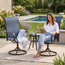 Vicllax Modern Swivel Outdoor Dining Chair set of 2 - High-Back Weather-Resistant Patio Seating