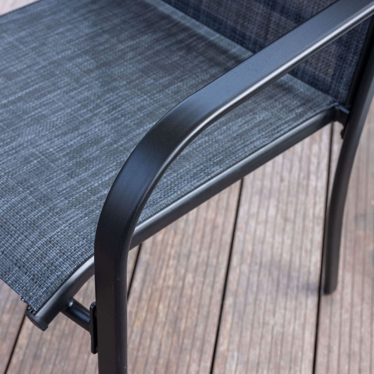 VICLLAX Patio 9 Pieces Outdoor Dining Set, 70.9" Rectangular Metal Dining Table and Stackable Sling Dining Chair with Armrest