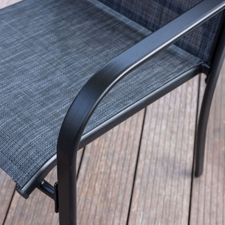 VICLLAX Patio 9 Pieces Outdoor Dining Set, 70.9" Rectangular Metal Dining Table and Stackable Sling Dining Chair with Armrest