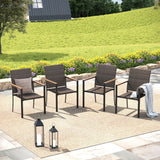 Vicllax 3 Pieces Outdoor Dining Set, 27.6" Outdoor Round dining Table and 2 Stackable Metal  Armchair, Bistro Set for Garden, Balcony & Backyard