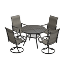 VICLLAX 5 Piece Modern Patio Dining Set, 40.7 inch Round Metal Table with Umbrella Hole and Ergonomic High-back Swivel Rocking Sling Chairs