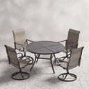 VICLLAX 5 Piece Modern Patio Dining Set, 40.7 inch Round Metal Table with Umbrella Hole and Ergonomic High-back Swivel Rocking Sling Chairs