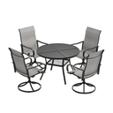 VICLLAX 5 Piece Modern Patio Dining Set, 40.7 inch Round Metal Table with Umbrella Hole and Ergonomic High-back Swivel Rocking Sling Chairs
