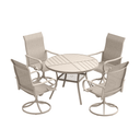 VICLLAX 5 Piece Modern Patio Dining Set, 40.7 inch Round Metal Table with Umbrella Hole and Ergonomic High-back Swivel Rocking Sling Chairs