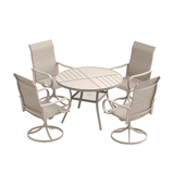 VICLLAX 5 Piece Modern Patio Dining Set, 40.7 inch Round Metal Table with Umbrella Hole and Ergonomic High-back Swivel Rocking Sling Chairs