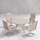 VICLLAX 5 Piece Modern Patio Dining Set, 40.7 inch Round Metal Table with Umbrella Hole and Ergonomic High-back Swivel Rocking Sling Chairs