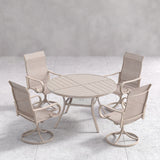 VICLLAX 5 Piece Modern Patio Dining Set, 40.7 inch Round Metal Table with Umbrella Hole and Ergonomic High-back Swivel Rocking Sling Chairs