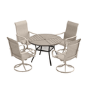 VICLLAX 5 Piece Modern Patio Dining Set, 40.7 inch Round Metal Table with Umbrella Hole and Ergonomic High-back Swivel Rocking Sling Chairs