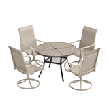 VICLLAX 5 Piece Modern Patio Dining Set, 40.7 inch Round Metal Table with Umbrella Hole and Ergonomic High-back Swivel Rocking Sling Chairs