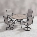 VICLLAX 5 Piece Modern Patio Dining Set, 40.7 inch Round Metal Table with Umbrella Hole and Ergonomic High-back Swivel Rocking Sling Chairs