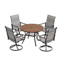 VICLLAX 5 Piece Modern Patio Dining Set, 40.7 inch Round Metal Table with Umbrella Hole and Ergonomic High-back Swivel Rocking Sling Chairs