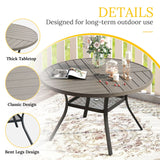 VICLLAX 5-pcs Outdoor Dining Set, 41” Round Metal Table with Umbrella Hole & 4 Swivel Textilene Chairs