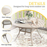 VICLLAX 5-pcs Outdoor Dining Set, 41” Round Metal Table with Umbrella Hole & 4 Swivel Textilene Chairs