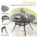 VICLLAX 5-pcs Outdoor Dining Set, 41” Round Metal Table with Umbrella Hole & 4 Swivel Textilene Chairs