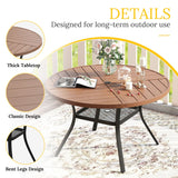 VICLLAX 5-pcs Outdoor Dining Set, 41” Round Metal Table with Umbrella Hole & 4 Swivel Textilene Chairs