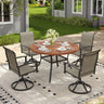 VICLLAX 5-pcs Outdoor Dining Set, 41” Round Metal Table with Umbrella Hole & 4 Swivel Textilene Chairs