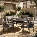VICLLAX 5-Piece Weather-Resistant Outside Dining Furniture - 47.2" Round Table with 4 Aria Low-back Outdoor Dining Armchair
