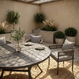 VICLLAX 5-Piece Weather-Resistant Outside Dining Furniture - 47.2" Round Table with 4 Aria Low-back Outdoor Dining Armchair