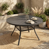 VICLLAX 5-Piece Weather-Resistant Outside Dining Furniture - 47.2" Round Table with 4 Aria Low-back Outdoor Dining Armchair