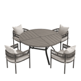 VICLLAX 5-Piece Weather-Resistant Outside Dining Furniture - 47.2" Round Table with 4 Aria Low-back Outdoor Dining Armchair