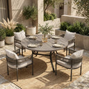 VICLLAX 5-Piece Weather-Resistant Outside Dining Furniture - 47.2" Round Table with 4 Aria Low-back Outdoor Dining Armchair