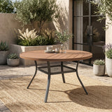 Vicllax 5-Piece Outdoor Patio Dining Set - 47.2-Inch Round Table with Umbrella Hole and 4 Smooth Resin Wicker Armchairs with Seat & Back Cushions