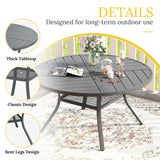 Vicllax Round Patio Dining Table for 4/6/8, Outdoor Large Metal Table