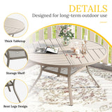 Vicllax Round Patio Dining Table for 4/6/8, Outdoor Large Metal Table