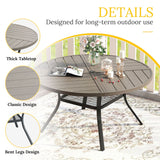 VICLLAX Patio Outdoor Dining Set of 4/6, Metal Round Dining Table and Stackable Sling Dining Chair with Armrest