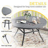 Vicllax Round Patio Dining Table for 4/6/8, Outdoor Large Metal Table