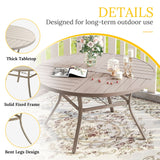 Vicllax Round Patio Dining Table for 4/6/8, Outdoor Large Metal Table