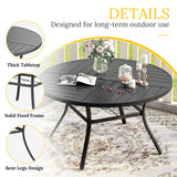 Vicllax Round Patio Dining Table for 4/6/8, Outdoor Large Metal Table