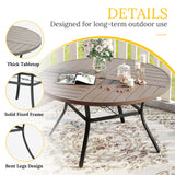 Vicllax Round Patio Dining Table for 4/6/8, Outdoor Large Metal Table