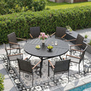 Vicllax 9 Pieces Outdoor Dining Set, 53" Outdoor dining Table and 8 Stackable Armchairs