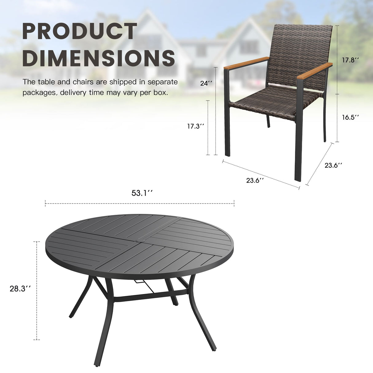 Vicllax 9 Pieces Outdoor Dining Set, 53" Outdoor dining Table and 8 Stackable Armchairs