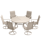 VICLLAX 7-Piece Patio Dining Set, 50/53 inch Round Table with Umbrella Hole and Swivel Rocking Sling Chairs